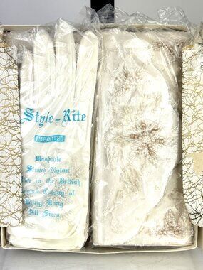1960s Vintage Beaded Clutch and Gloves Set Style-Rite Hong Kong In Box
